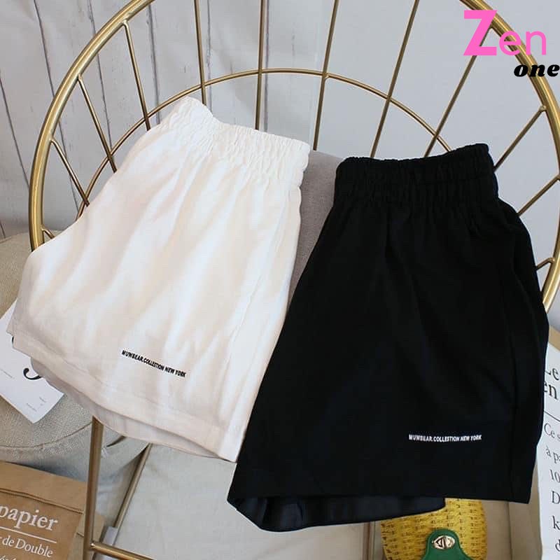 Quần đùi nữ ZenOne quần short kiểu sporty thêu chữ chất thể thao hàng đẹp, cạp chạy kansai siêu xinh