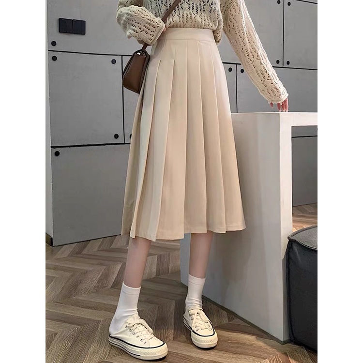 Chân váy tennis xếp ly dáng dài lưng cao, chân váy nữ màu nâu phong cách Ulzzang Okélla (Có ảnh thật Shop chụp)