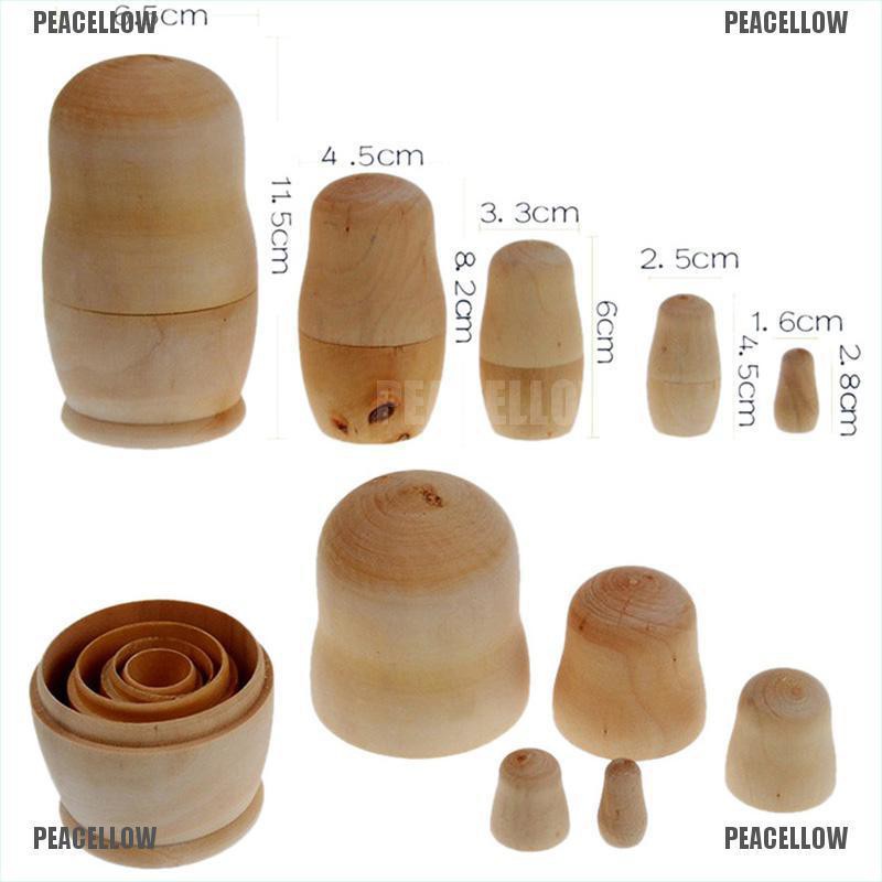 Bộ 5 Búp Bê Matryoshka Bằng Gỗ Chưa Sơn