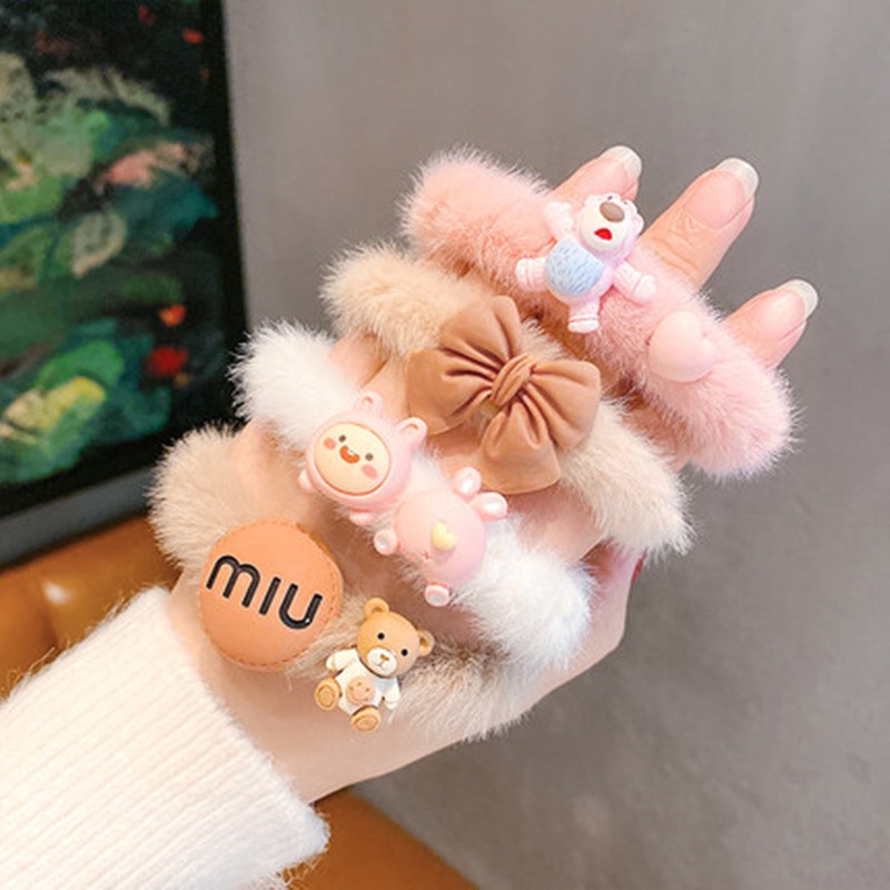 Set 5 dây buộc tóc đính charm ngộ nghĩnh - UniLabel