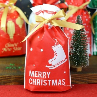 Túi bánh kẹo rút nơ giáng sinh set 10 túi