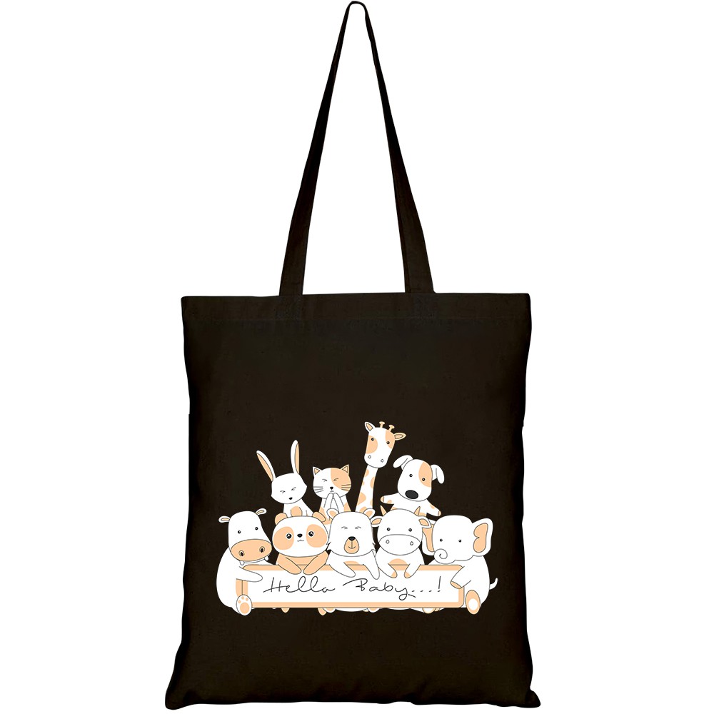 Túi vải tote canvas HTFashion in hình greeting cards with cute animals cartoon HT130