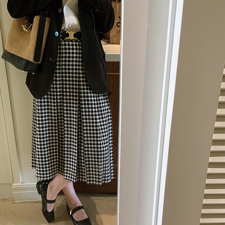 Bán Chạy!F &amp; X Chân Váy Dài Dáng Chữ a Kẻ Sọc Caro Màu Xanh Lá Phong Cách Pháp Cổ Điển Thời Trang Xuân Hè Cho Nữ 2022