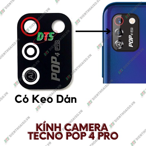 Kính camera tecno Pop 4 Pro kèm keo dán