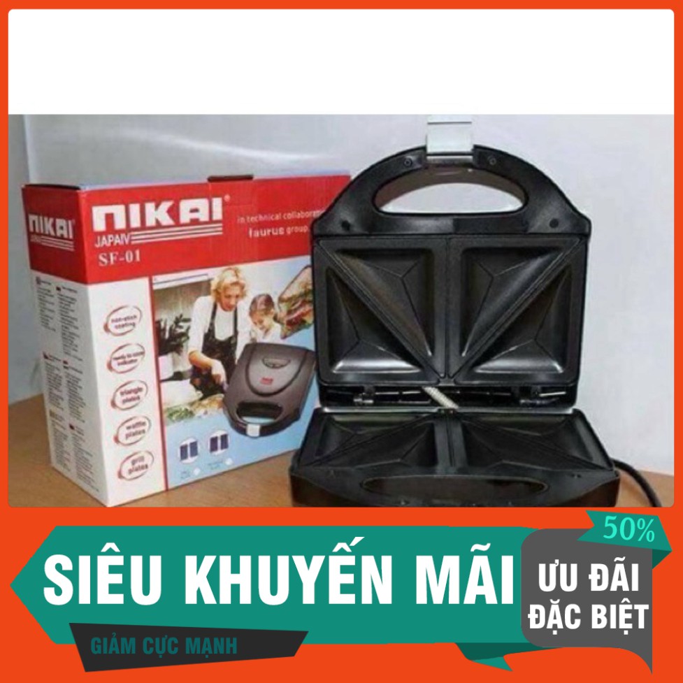 [FREE SHIP] Máy nướng bánh mỳ sandwich Nikai nhanh gọn, tiện lợi (ảnh thật)