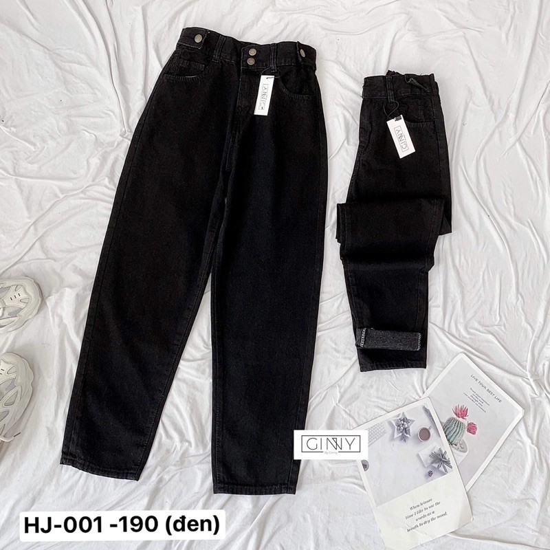 Quần Baggy Jean Nữ Hack Dáng HJ-001 | Cạp Cao | Vải Wash Xịn