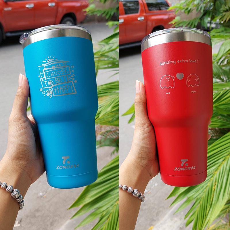 LY GIỮ NHIỆT ZONORM 900ML SƠN NHÁM TĨNH ĐIỆN CAO CẤP - KÈM TÚI VÀ ỐNG HÚT