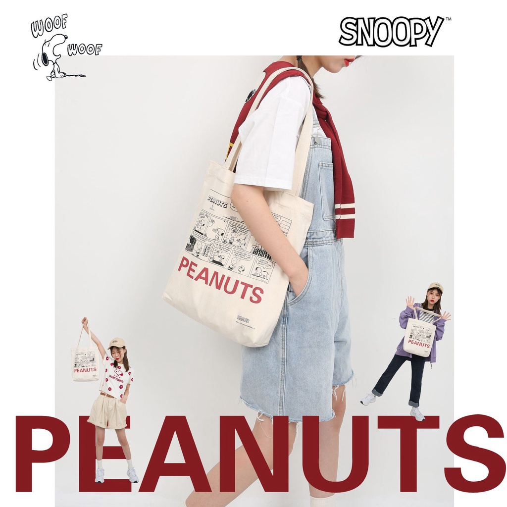 Túi Xách Vải Canvas In Hình Snoopy Dễ Phối Đồ Thời Trang Xuân Hè Cho Nữ
