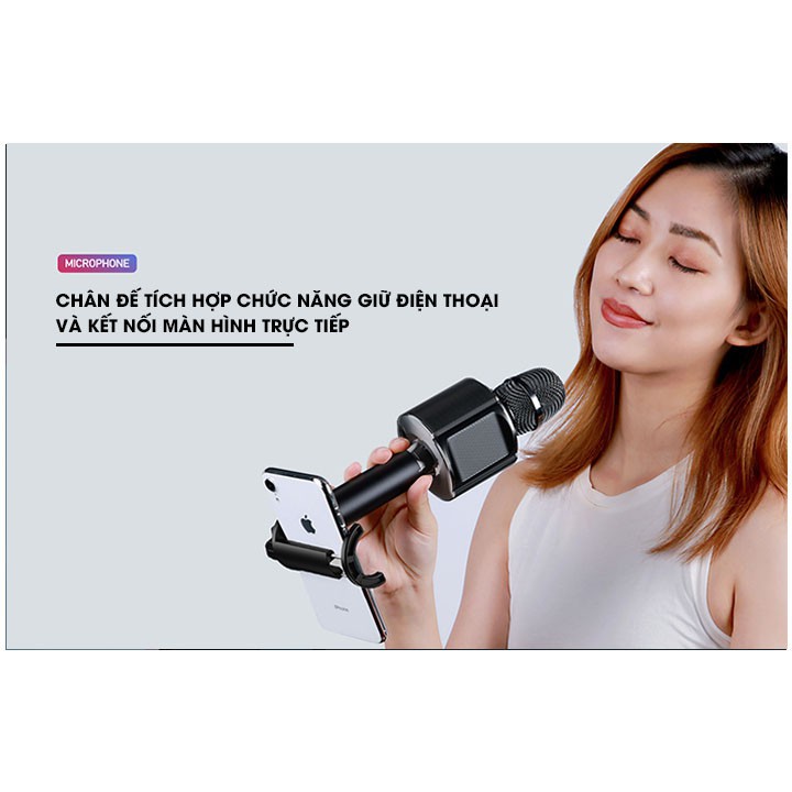 [Mã ELHACE giảm 4% đơn 300K] Micro Karaoke Bluetooth Remax K05 tích hợp giá đỡ điện thoại