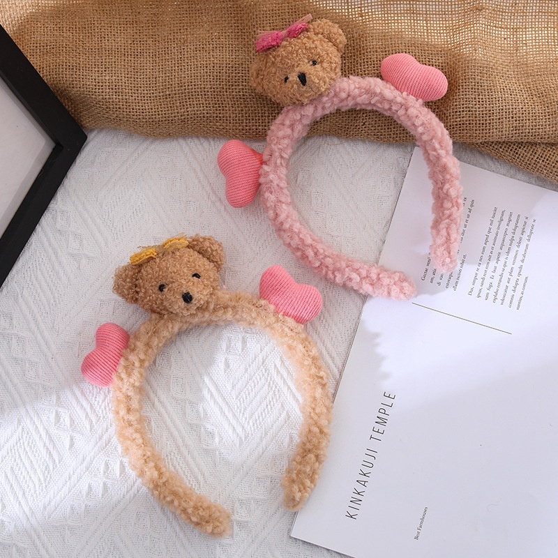 Băng Đô Cài Tóc Rửa Mặt Hình Gấu Bông Ba Chiều Dễ Thương Phong Cách Thu Đông Hàn Quốc Dành Cho Bạn Gái