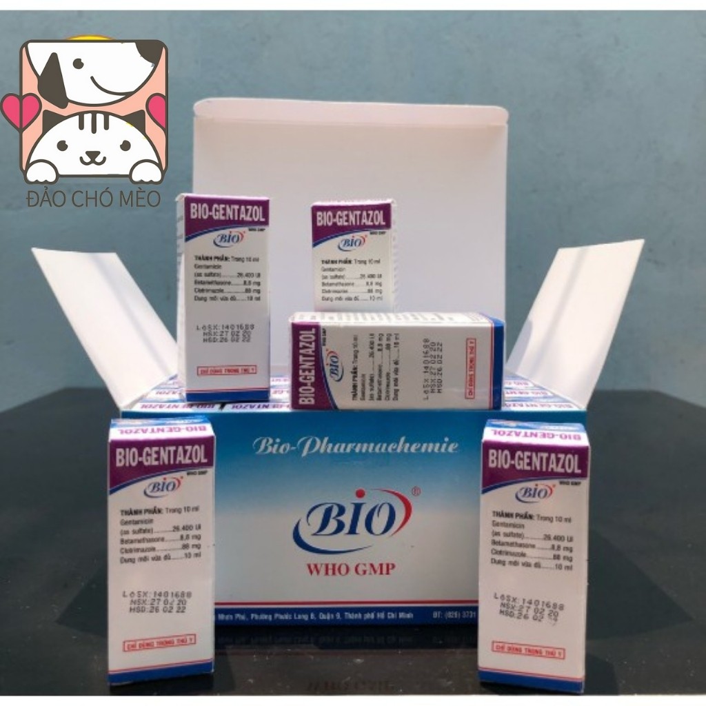Nhỏ tai chó mèo Bio Gentazol viêm tai chó mèo - Đảo Chó Mèo