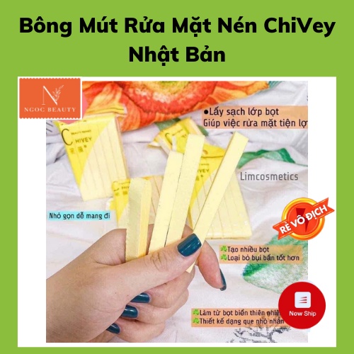 Bông Mút Rửa Mặt bọt biển Chivey Nhật Bản 12 Miếng