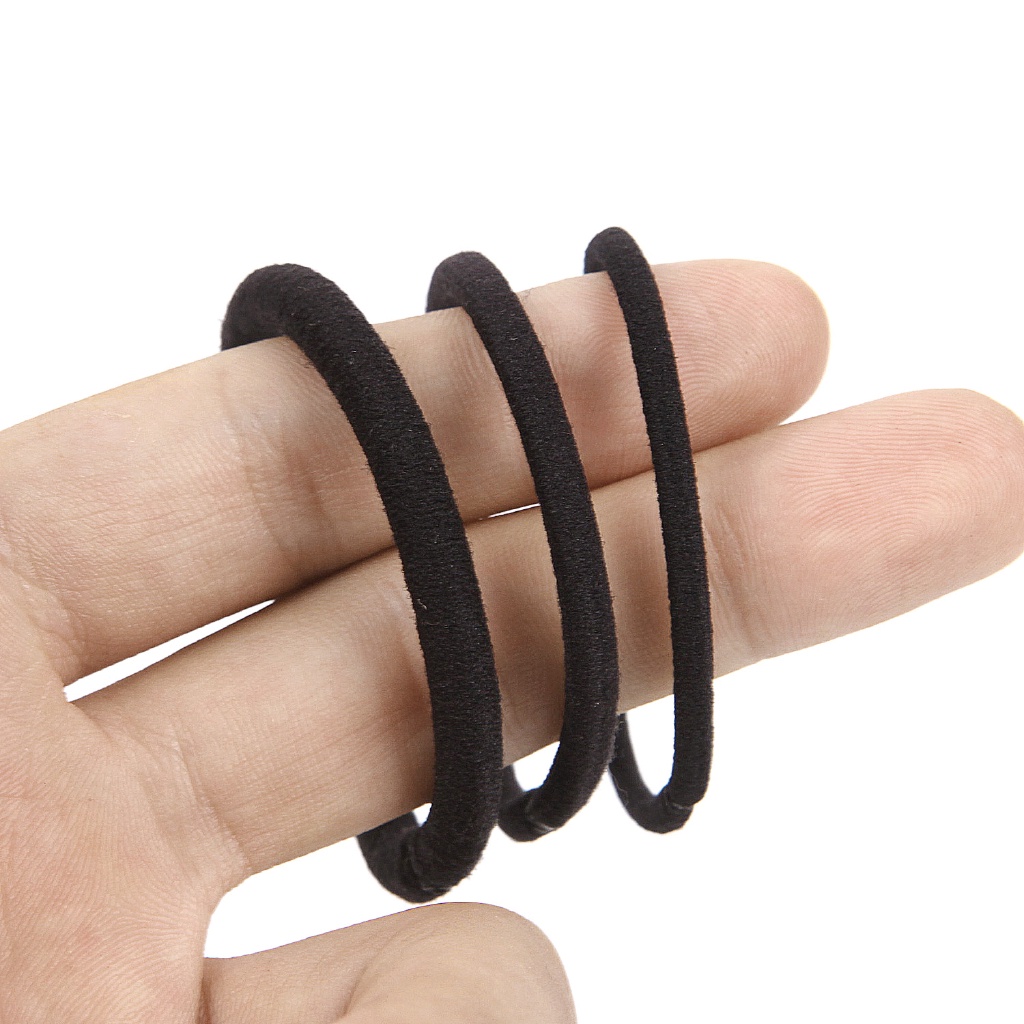 Bộ 50 Dây Buộc Tóc Cao Su Màu Đen Phong Cách Cổ Điển Cao Cấp Cho Nữ