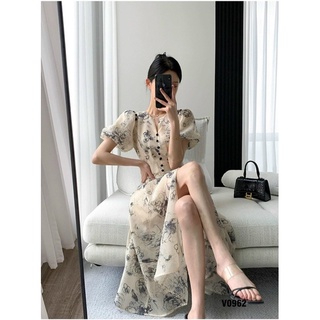 ĐẦM MAXI HOA CỔ V TAY PHỒNG