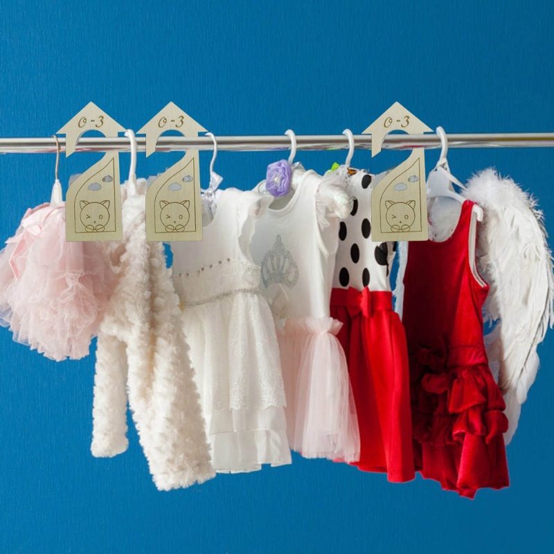 Bộ 6 Tấm Gỗ Chia Ngăn Tủ Quần Áo Em Bé Sơ Sinh 18 Tháng Tuổi