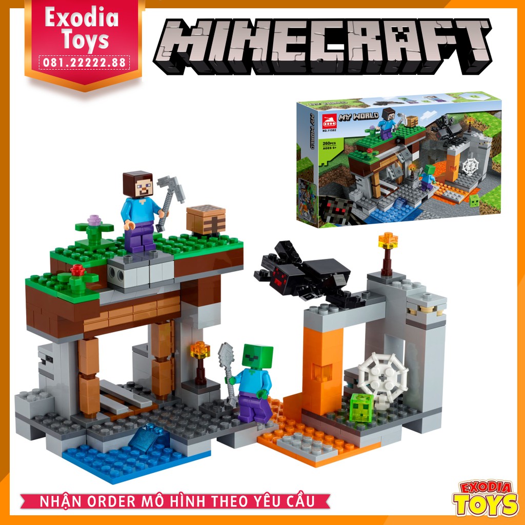 Xếp hình Minecraft Hầm Mỏ Bị Bỏ Hoang : The Abandoned Mine - Đồ Chơi Lắp Ghép Sáng Tạo - BELA 11582 Lego Ideas 21166