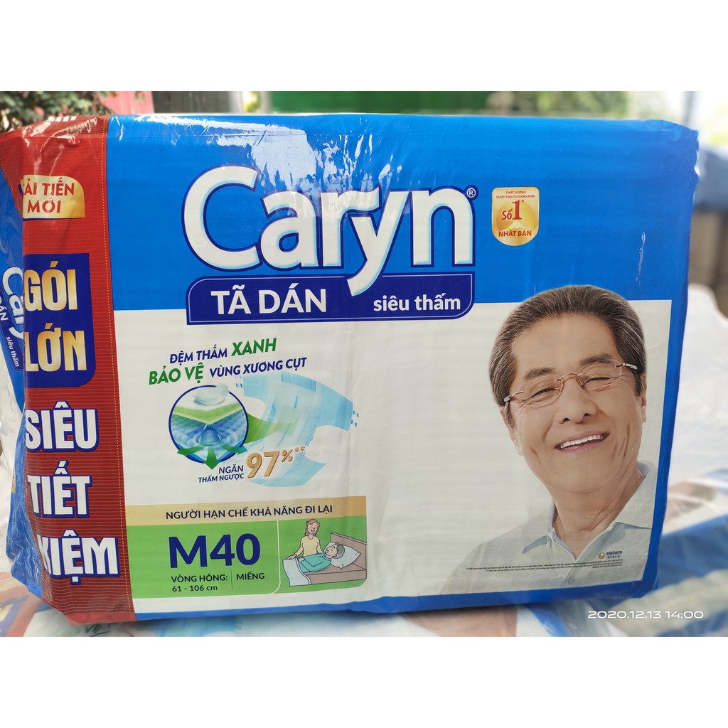 CỘNG+ 4 MIẾNG- Bỉm dán người già caryn 40 miếng siêu tiết kiệm