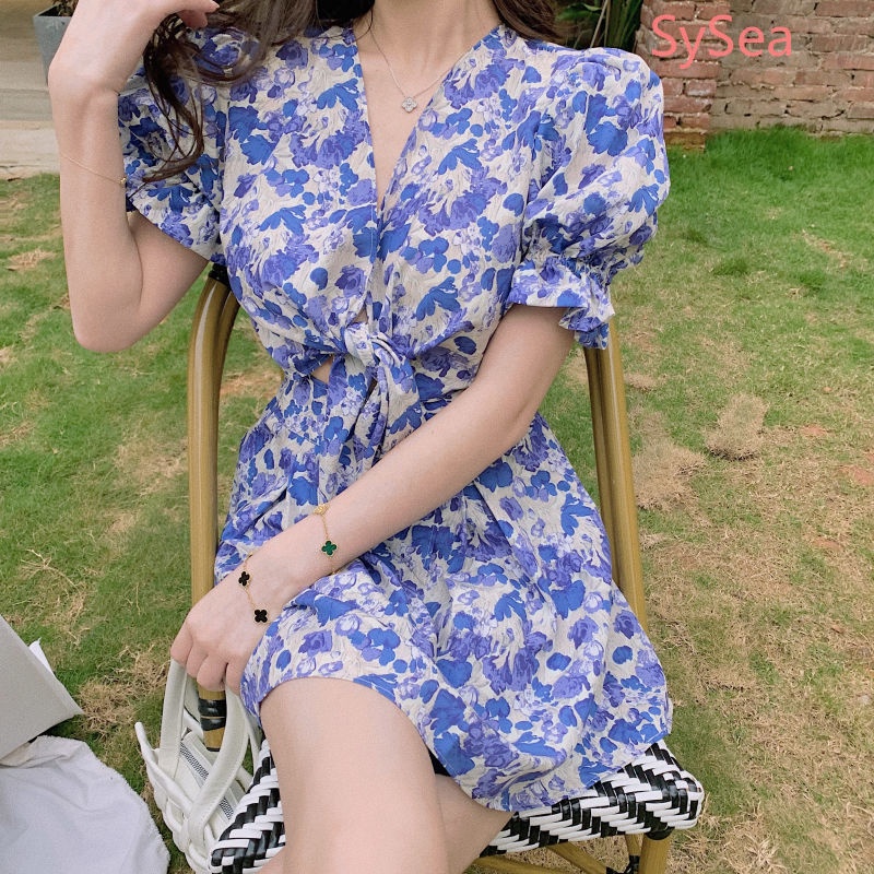 Đầm Hoa Ngắn Tay Thời Trang Mùa Hè Retro Pháp Dành Cho Nữ