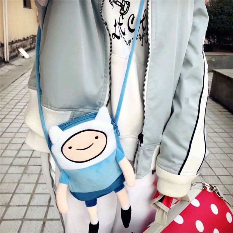 Túi Đeo Chéo Đựng Điện Thoại Hình Finn Jake Nhồi Bông Đáng Yêu