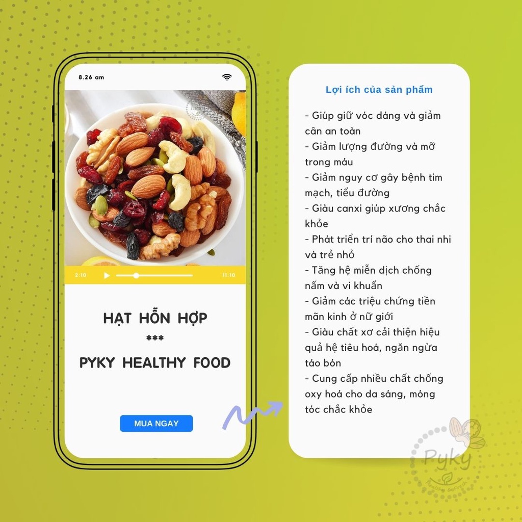 [COMBO TIẾT KIỆM 30K] Hạt Dinh Dưỡng Mixed, Trái cây sấy Mixed, Bánh Biscotti Mixed | Thực Phẩm Ăn Kiêng Lành Mạnh Pyky