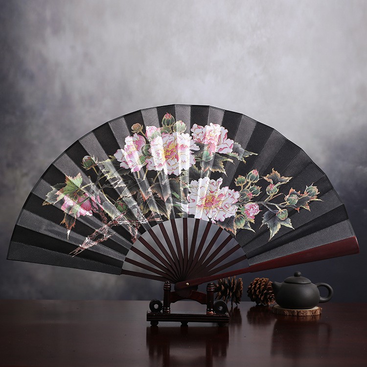 Quạt cổ trang nam Hoa sen loại to