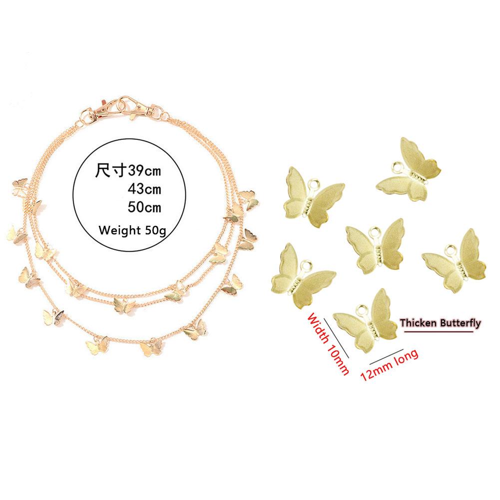 Dây Xích Đeo Thắt Lưng Nhiều Lớp Bằng Kim Loại Hình Bướm Thời Trang Cho Nữ