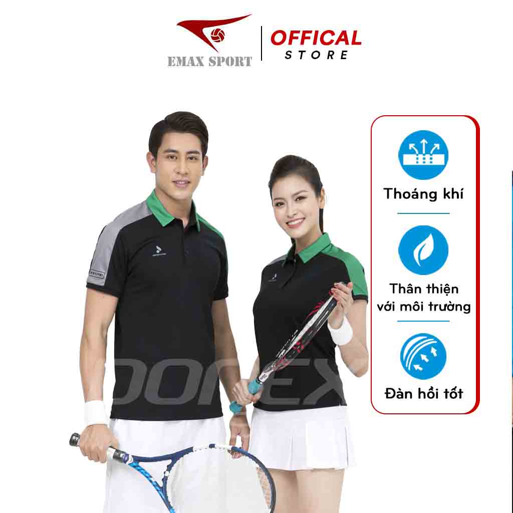 Áo tennis cổ bẻ, thun mè caro thoáng mát Donexpro Nam Nữ MC- 9034 - AC- 3634 - Đen