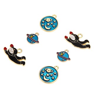 Set 10 mặt dây chuyền hình phi hành gia / mặt trăng / ngôi sao / tên lửa / mặt trăng / ngôi sao độc đáo diy