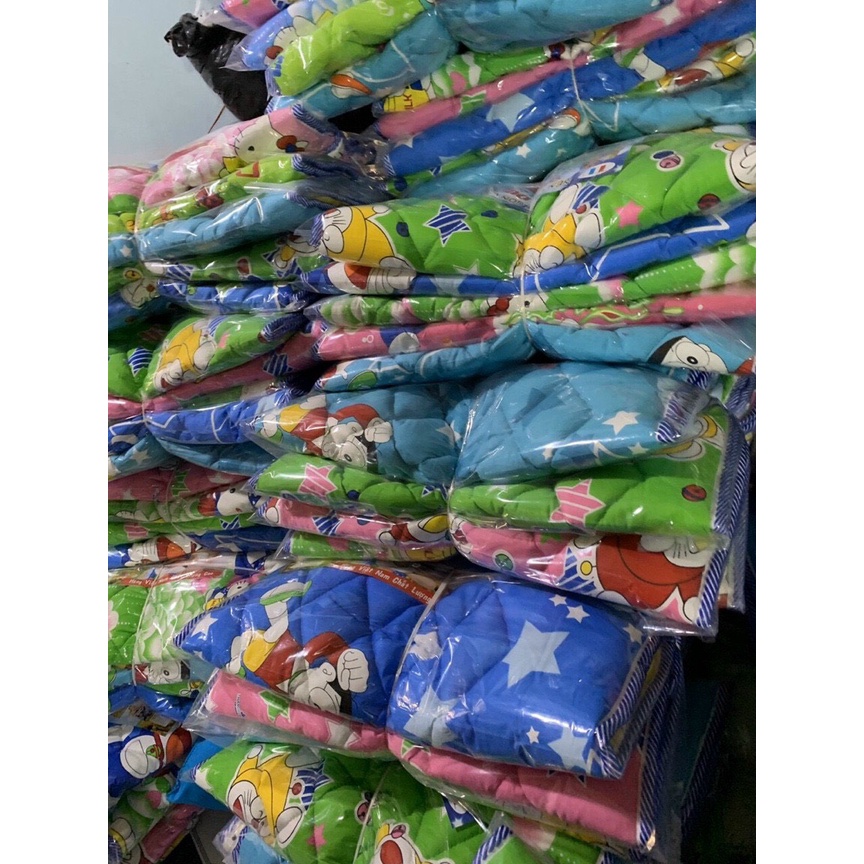 Nệm Gòn Nằm Ngủ Em Bé 2 Mặt Cotton Mát Rượi, Nệm Bé Viền Chần Gòn Dày Dặn