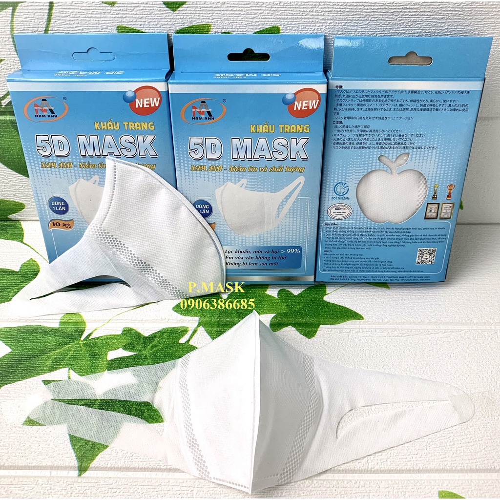 Khẩu Trang 5D FAMAPRO QUAI VẢI 3 lớp Kháng Khuẩn 10 cái/ hộp