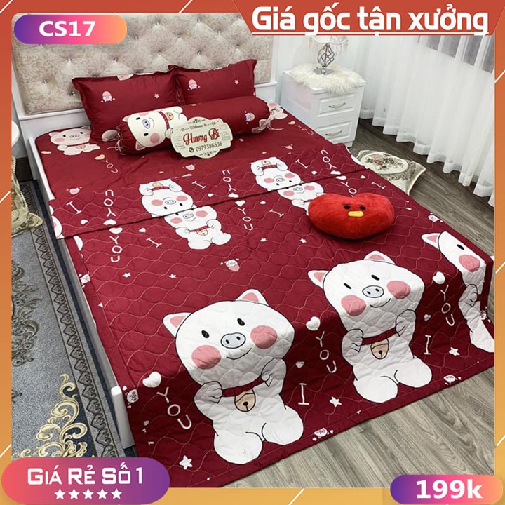 Trọn Bộ 5 món Chăn Ga Gối Với Đa Dạng Mẫu Mã  Mới Nhất Chất Liệu Cotton Poly, Chăn Ga Giá Rẻ Phù Hợp Thời Tiết Mùa Hè