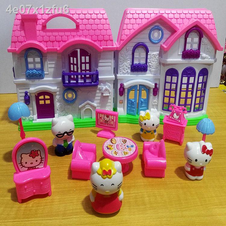 ▤™☄Bộ đồ chơi Hello Kitty Biệt thự HelloKitty Cat Family Set KT Doll House Ngôi nhà nhỏ cho bé gái