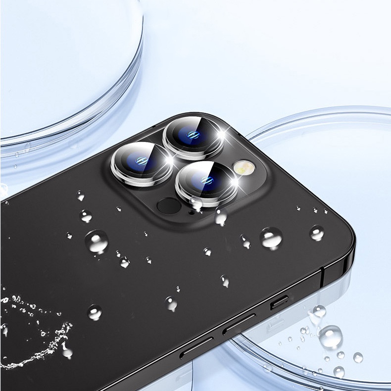Bộ 3 Khung Kim Loại + Kính Cường Lực Bảo Vệ Ống Kính Máy Ảnh Cho iphone 15 14 13 12 11 pro max plus 15pro max