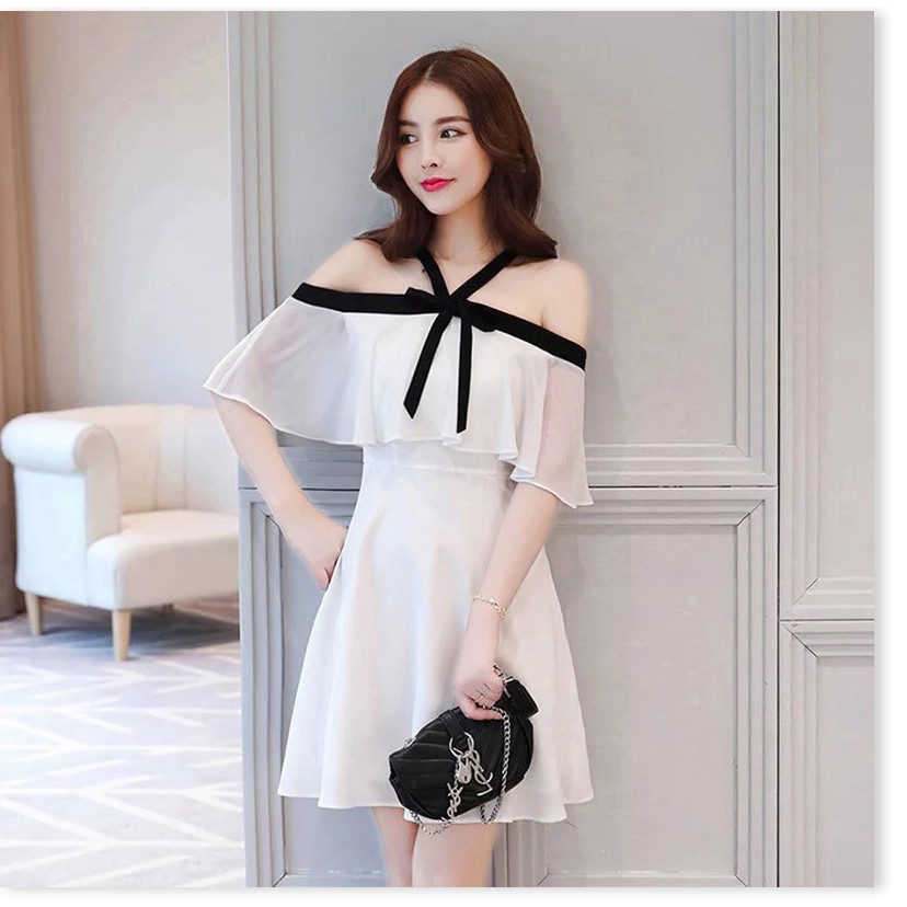 ĐẦM NỮ TRỄ VAI HHP CHẤT LIỆU VOAN HAI LỚP TINH KHÔI