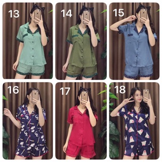 [Xả hàng] Bộ lụa pijama hoạ tiết
