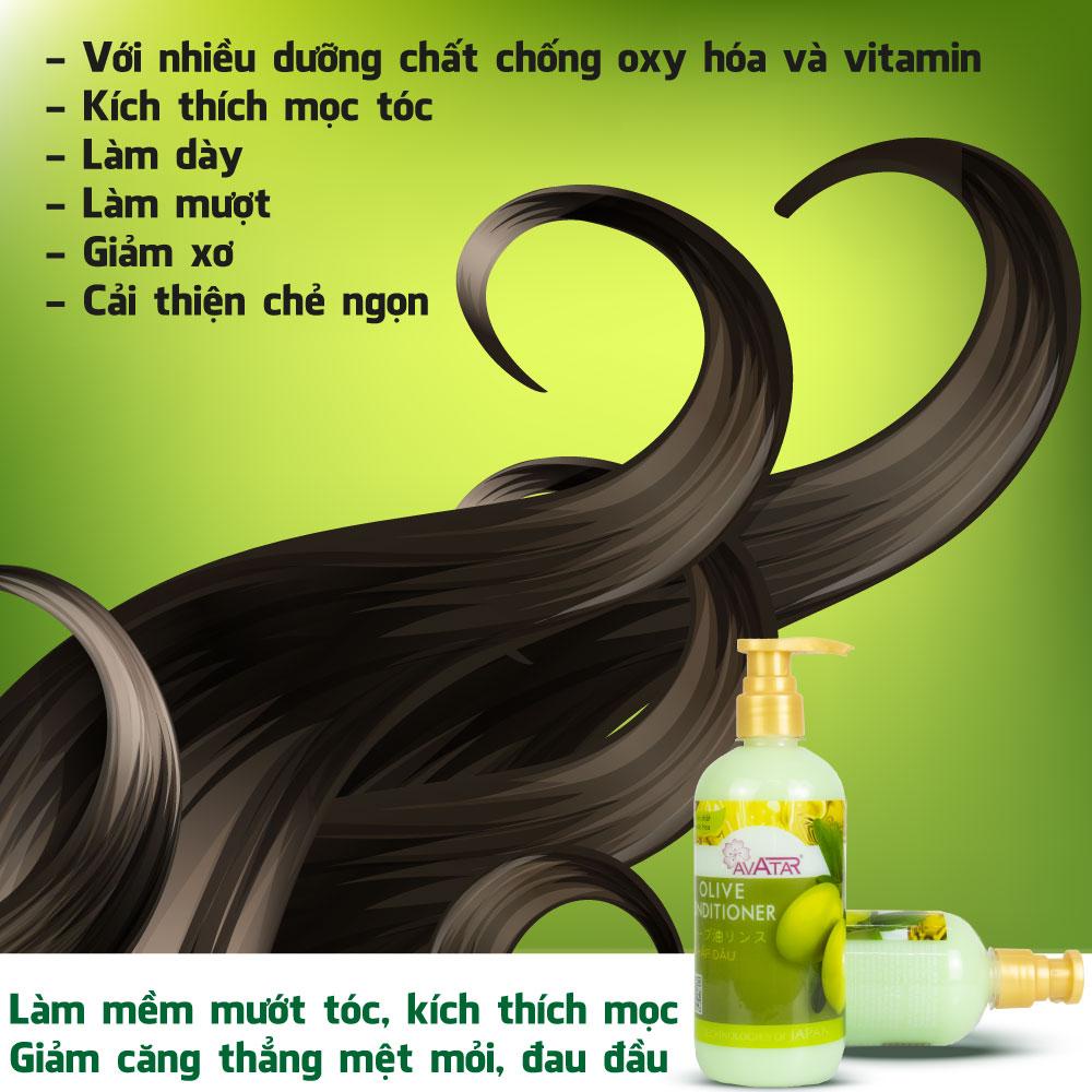 Dầu xả Olive Avatar 500ml Nuôi dưỡng tóc Chắc khỏe Chống gãy rụng Tóc Dài Suôn Mềm mượt
