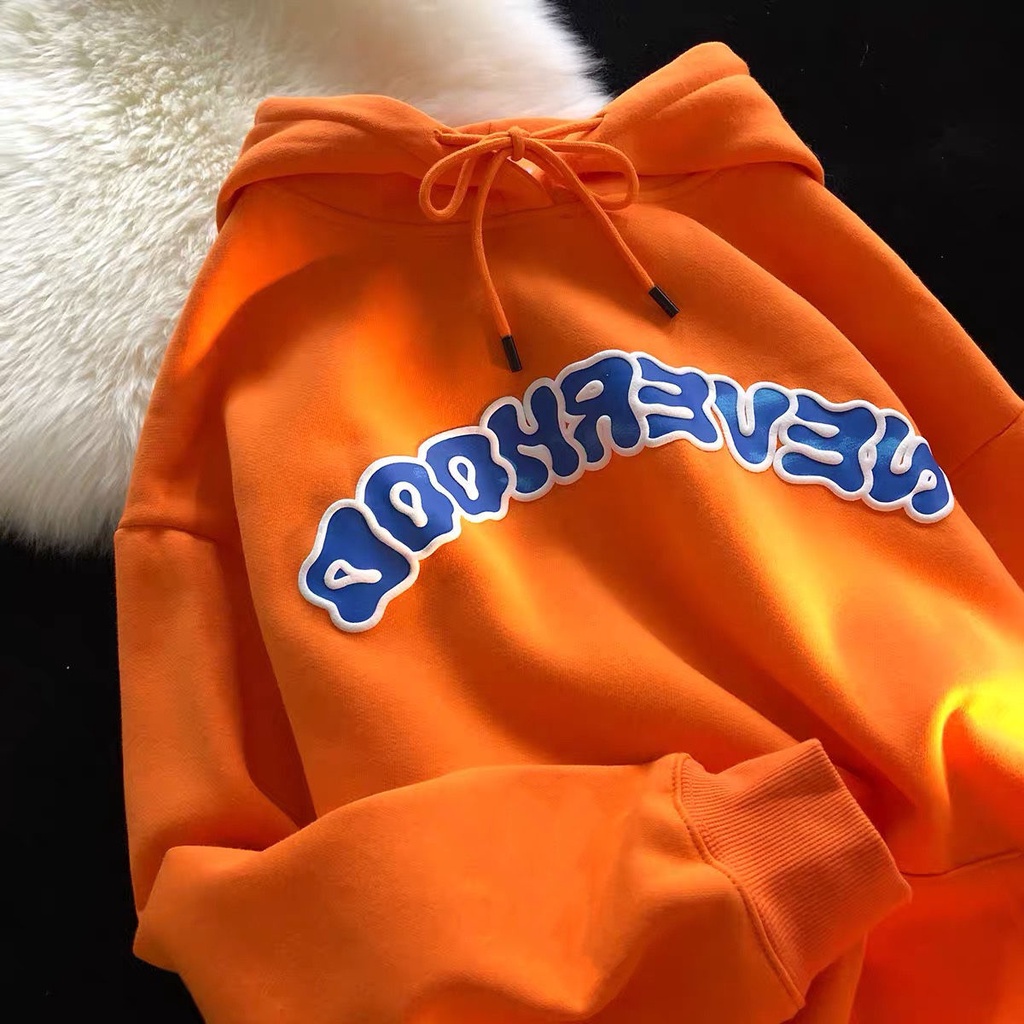 Áo Hoodie In Hình Đám Mây Màu Cam Thời Trang Hàn Quốc Dành Cho Cặp Đôi