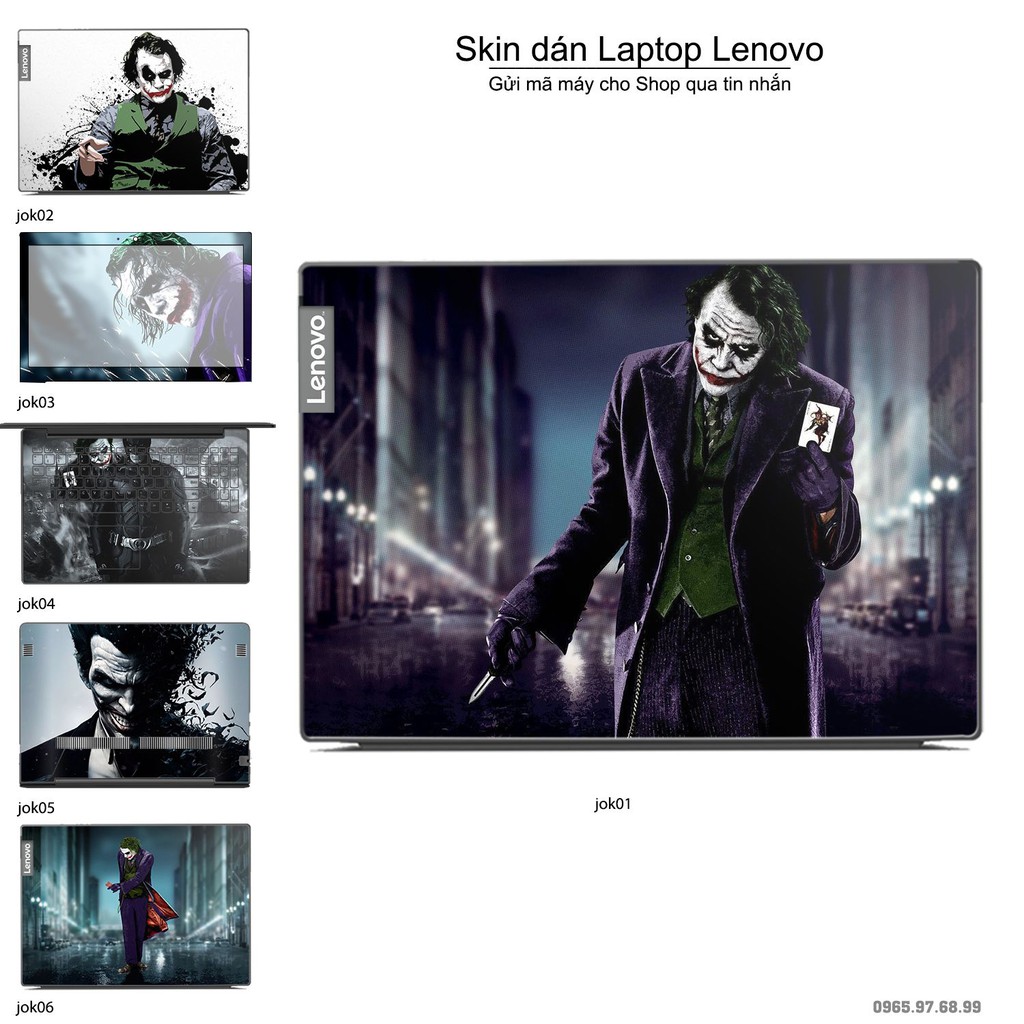 Skin dán Laptop Lenovo in hình Joker (inbox mã máy cho Shop)