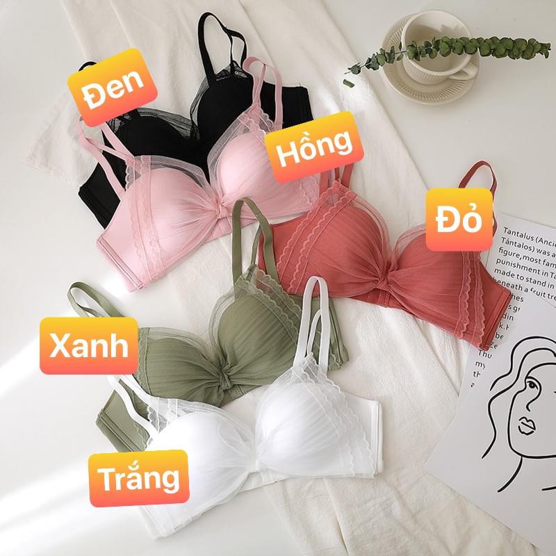 [mua Áo tặng Quần]Áo Lót Đúc Su Không Gọng Phối Ren Nơ Trước Nâng Ngực-AL031 | BigBuy360 - bigbuy360.vn