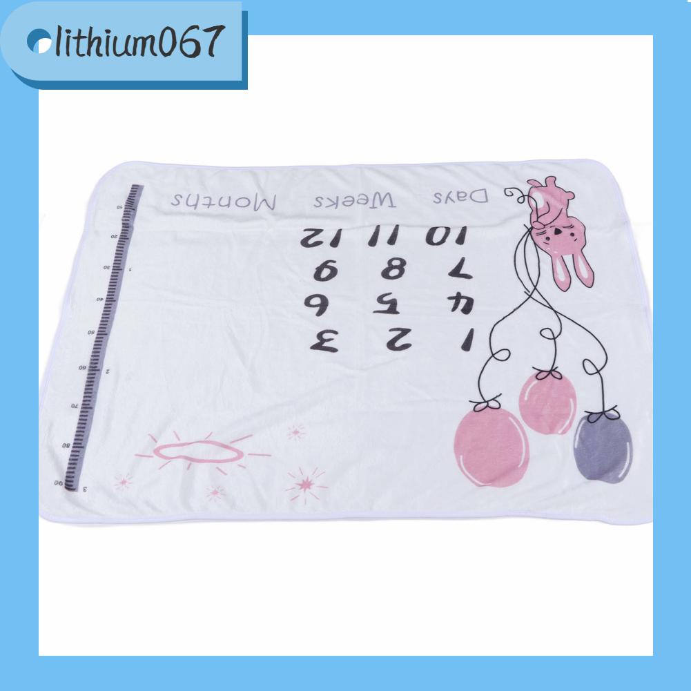 Lithium067 Tháng trẻ sơ sinh Chăn Thân thiện với làn da Mẫu dễ thương Chụp ảnh Dự bị Sơ cột mốc cho Bé trai gái Ngủ
