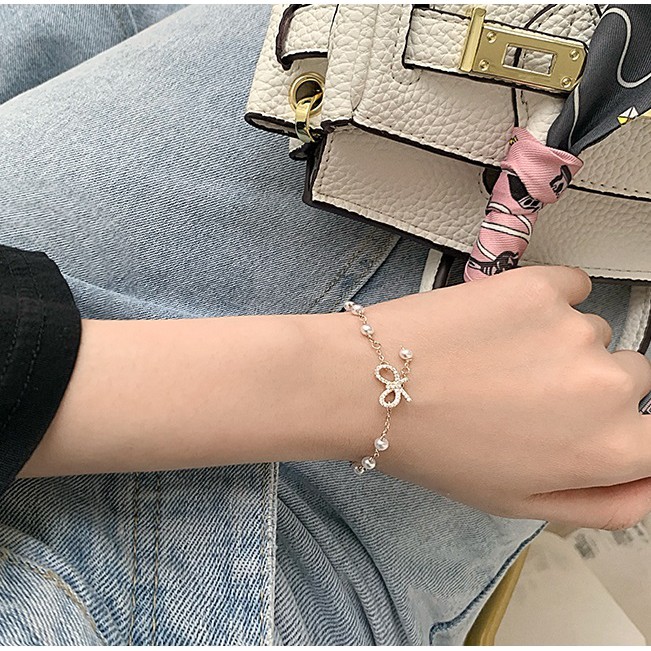 Vòng tay họa tiết nơ đính đá cưng vô đối VT49