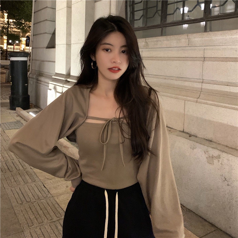 Áo Cardigan Hai Dây Buộc Dây Họa Tiết Sọc Caro Thời Trang 2022 Mới