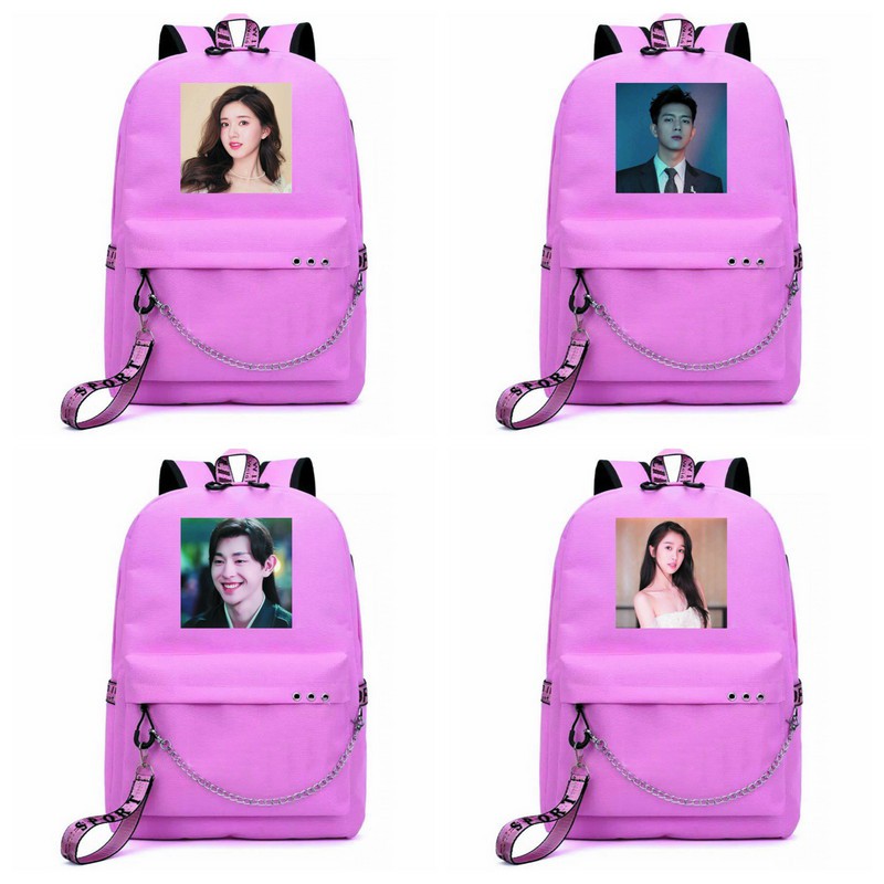 Balo thông minh MÀU HỒNG đi chơi đi học tiện dụng in hình UÔNG TÔ LANG LÂM NHẤT LA VÂN HI DỤ NGÔN