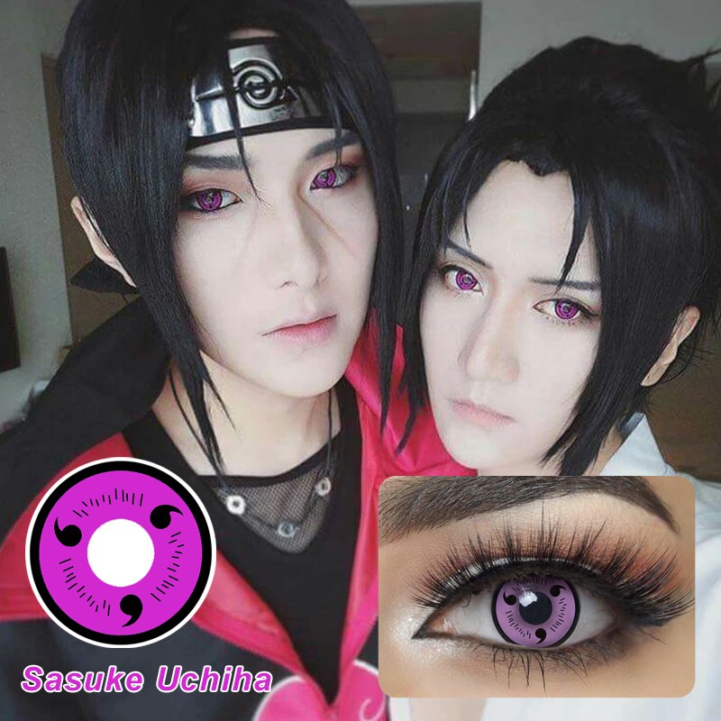 1Cặp Naruto Cosplay Kính Áp Tròng itachi Sasuke Uchiha Sharingan 14.50mm Contact lens