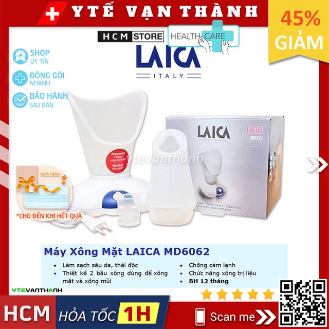 ✅ Máy Xông Mặt LAICA MD6062 (MD-6062) | Xông hơi nóng mặt mũi, đẹp da mặt spa -VT0238 | Y Tế Vạn Thành