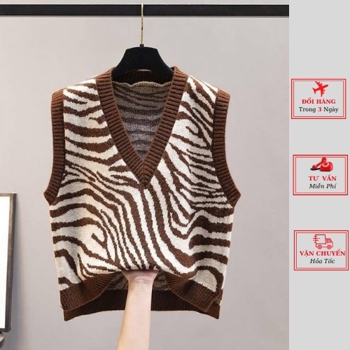 Áo gile len nữ đen trắng sọc kẻ mùa thu đông ulzzang hàn quốc thời trang yolo fashion