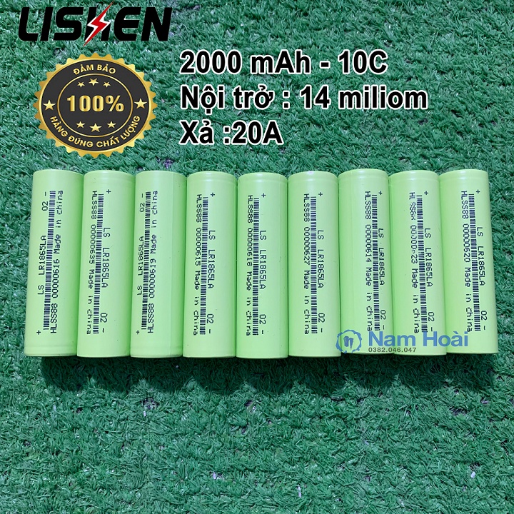 Pin cell ICR 18650 2000mAh Lishen 3.7-4.2V xả 10C 20A giá rẻ dùng cho các dự án