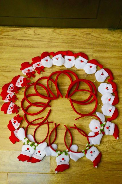 Băng đô cài tóc sừng tuần lộc Noel loại mỏng bằng vải nỉ