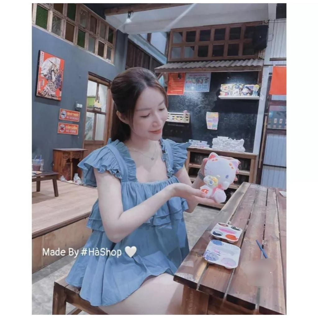 Áo nữ bèo bèo hai dây bản to hai tầng lyie