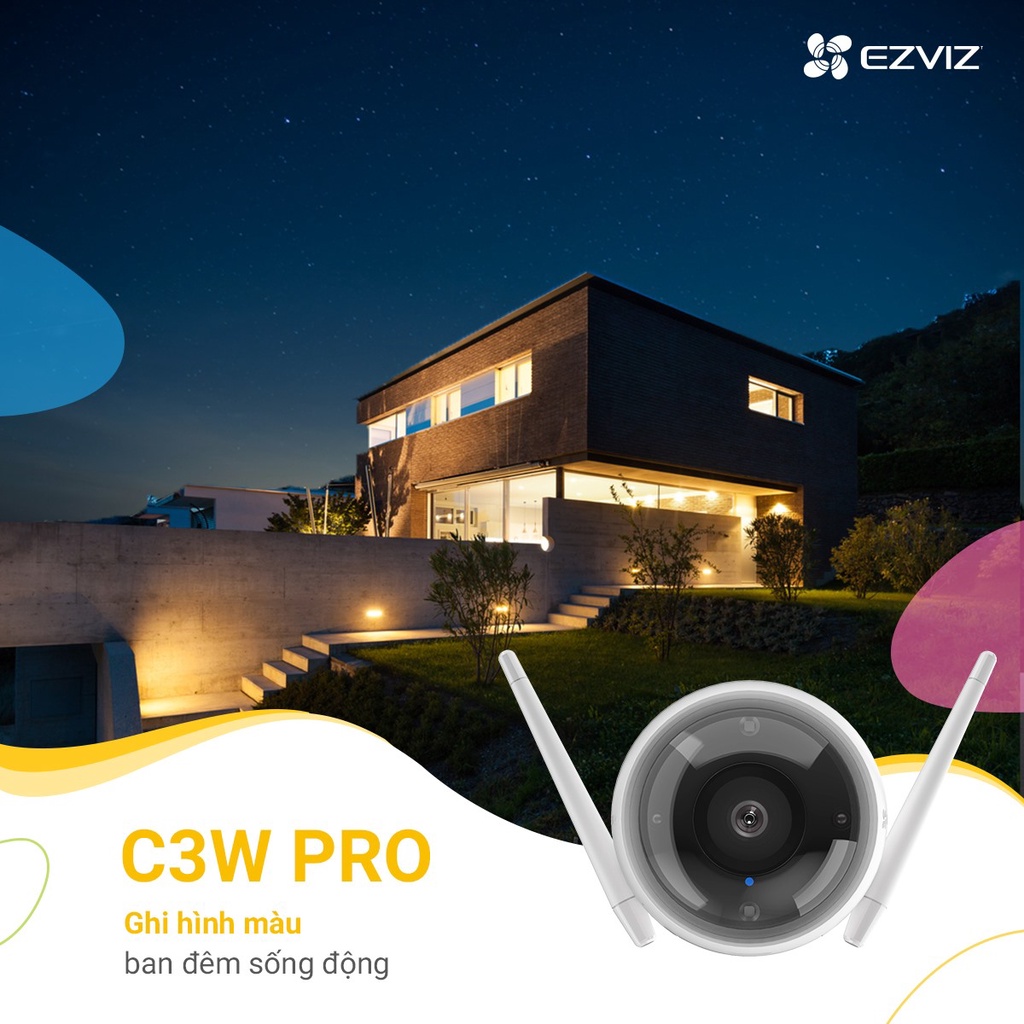 [MUA 2 TẶNG 1 QUÀ EZVIZ]Camera EZVIZ C3W Pro 2mp, đèn còi báo động, Full Color ban đêm có màu, đàm thoại 2 chiều